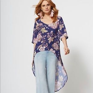 New York & Company NWOT floral high low tunic